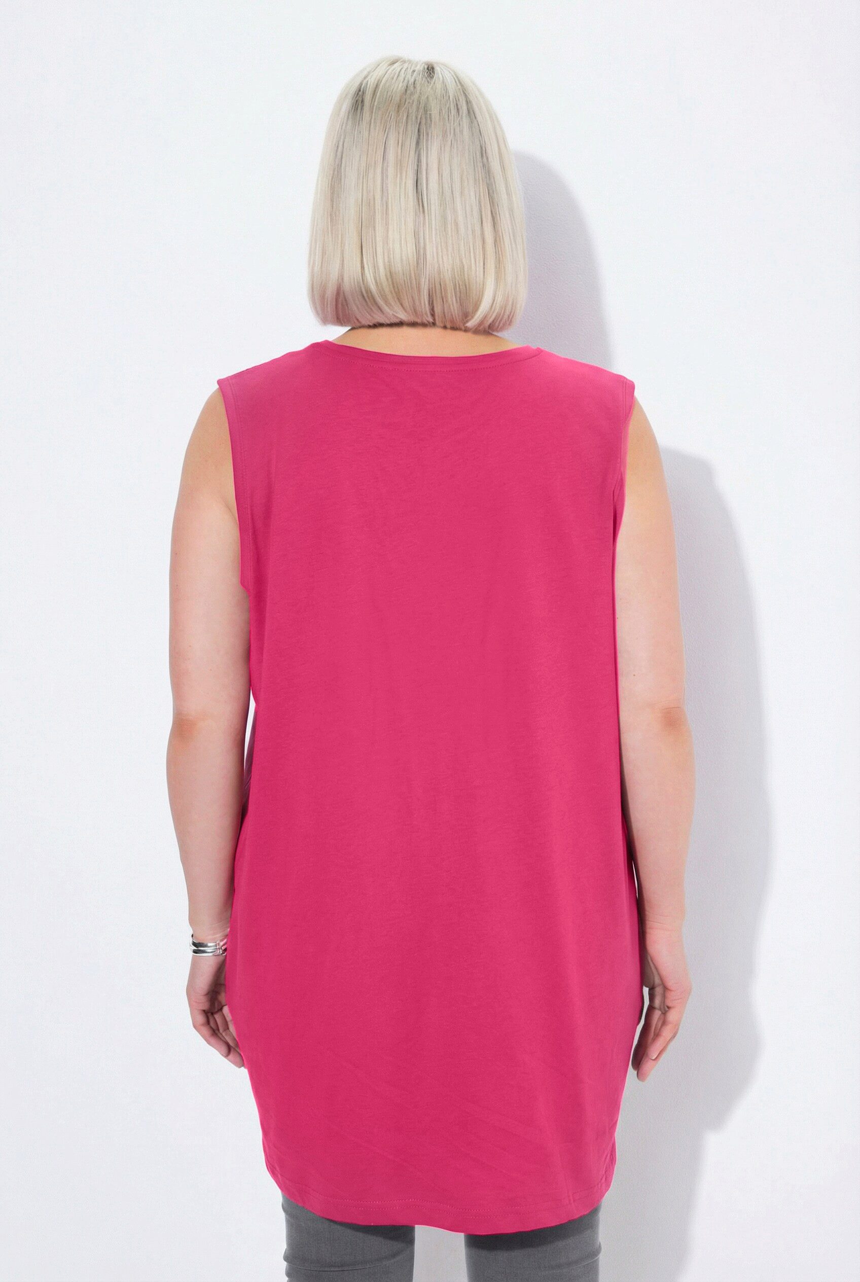 Ulla Popken Longtop Top V-Ausschnitt Relaxed ärmellos Baumwolle