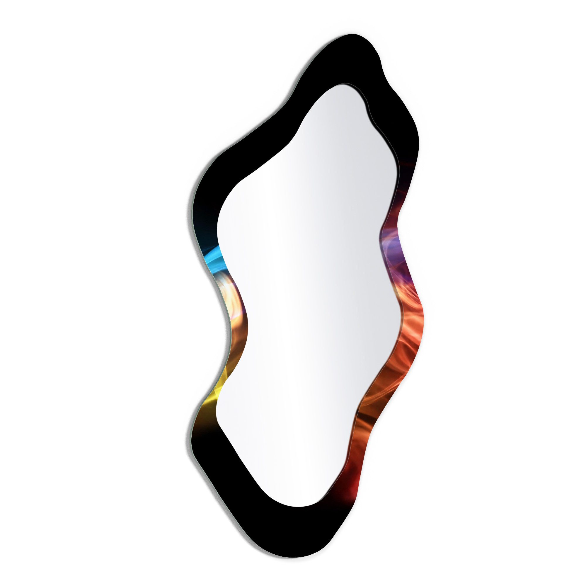 DEQORI Wandspiegel 'Farbige Rauchschwaden', Spiegel organisch geformt selbstklebend Wand Wohnzimmer Flur groß XXL