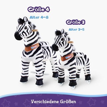 PonyCycle Reitpferd PonyCycle® offizielles Modell U Reiten auf Pferd Spielzeug Kinder Reiten auf Spielzeug auf rollen - Zebra mit Bremsen, Größe 3 für 3-5 Jahre, Ux368