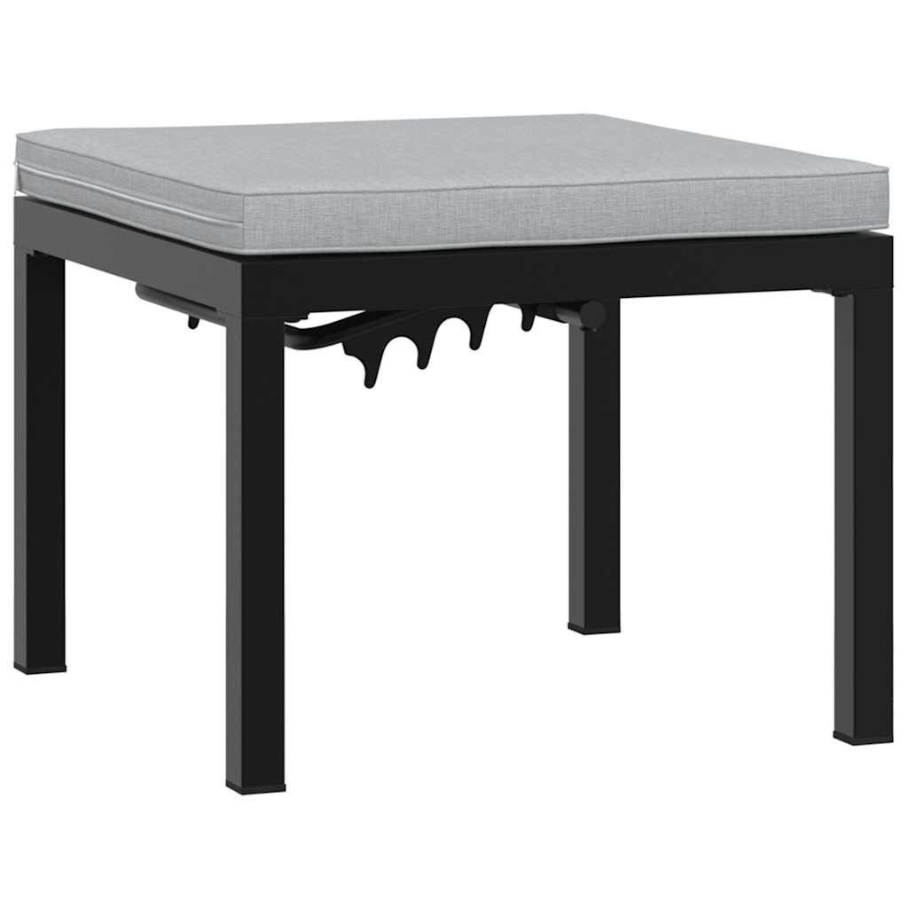 Hocker Gartenhocker mit Kissen Schwarz Pulverbeschichteter Stahl