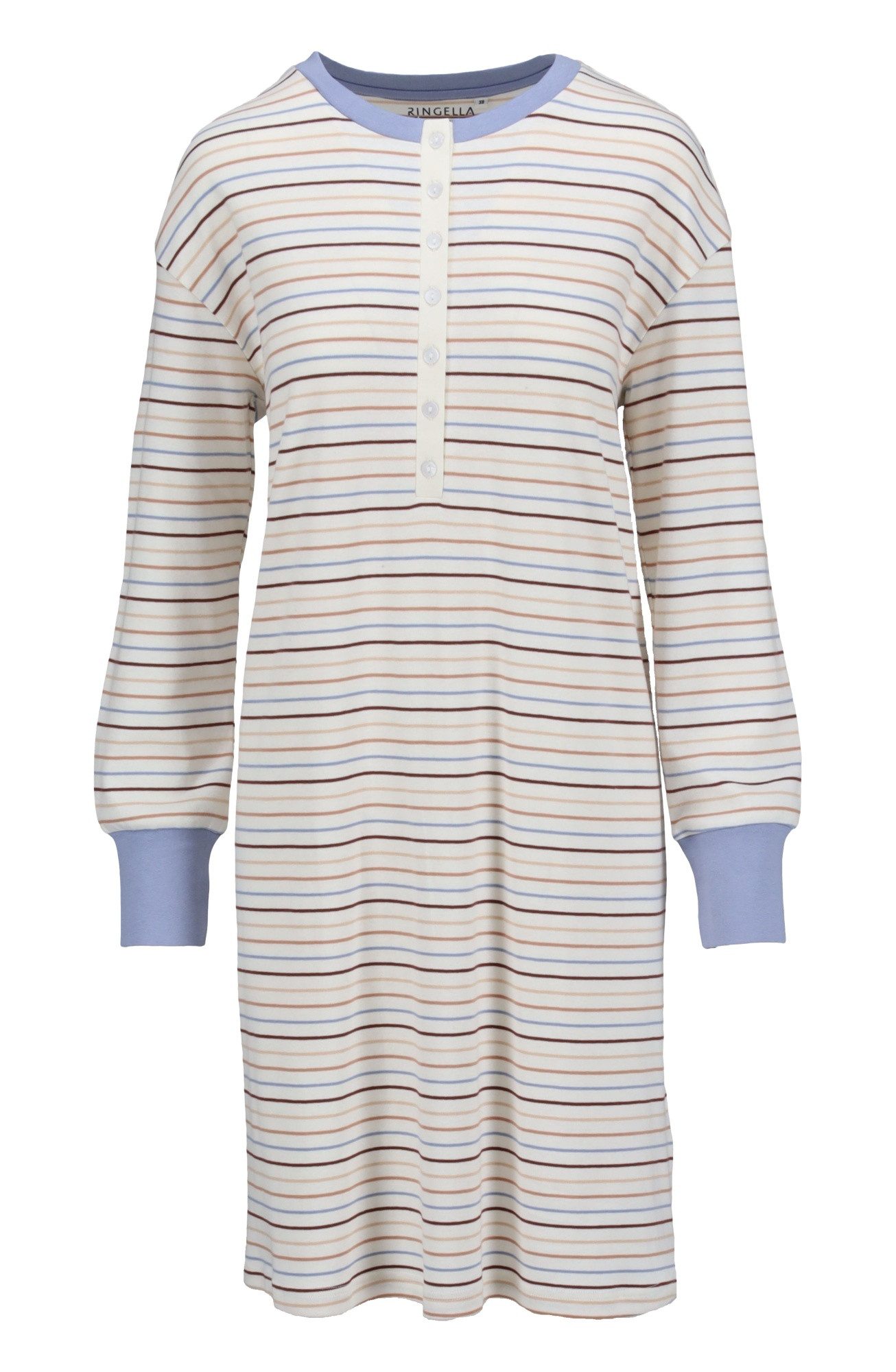 Ringella Nachthemd Langarm mit langer Knopfleiste und Strickbündchen (1-tlg) Wärmender Interlock-Jersey