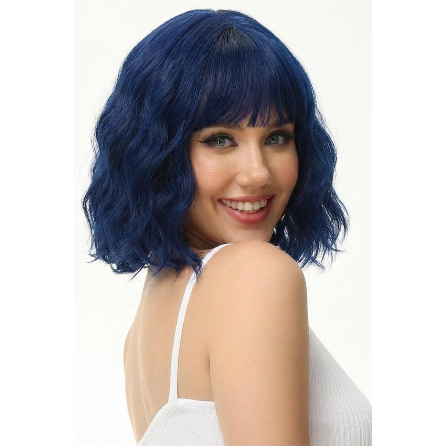 LuxusKollektion Kostüm-Perücke Perücke Bob Pony Kurz Lockig Synthetisch Cosplay Dunkelblau Schwarz