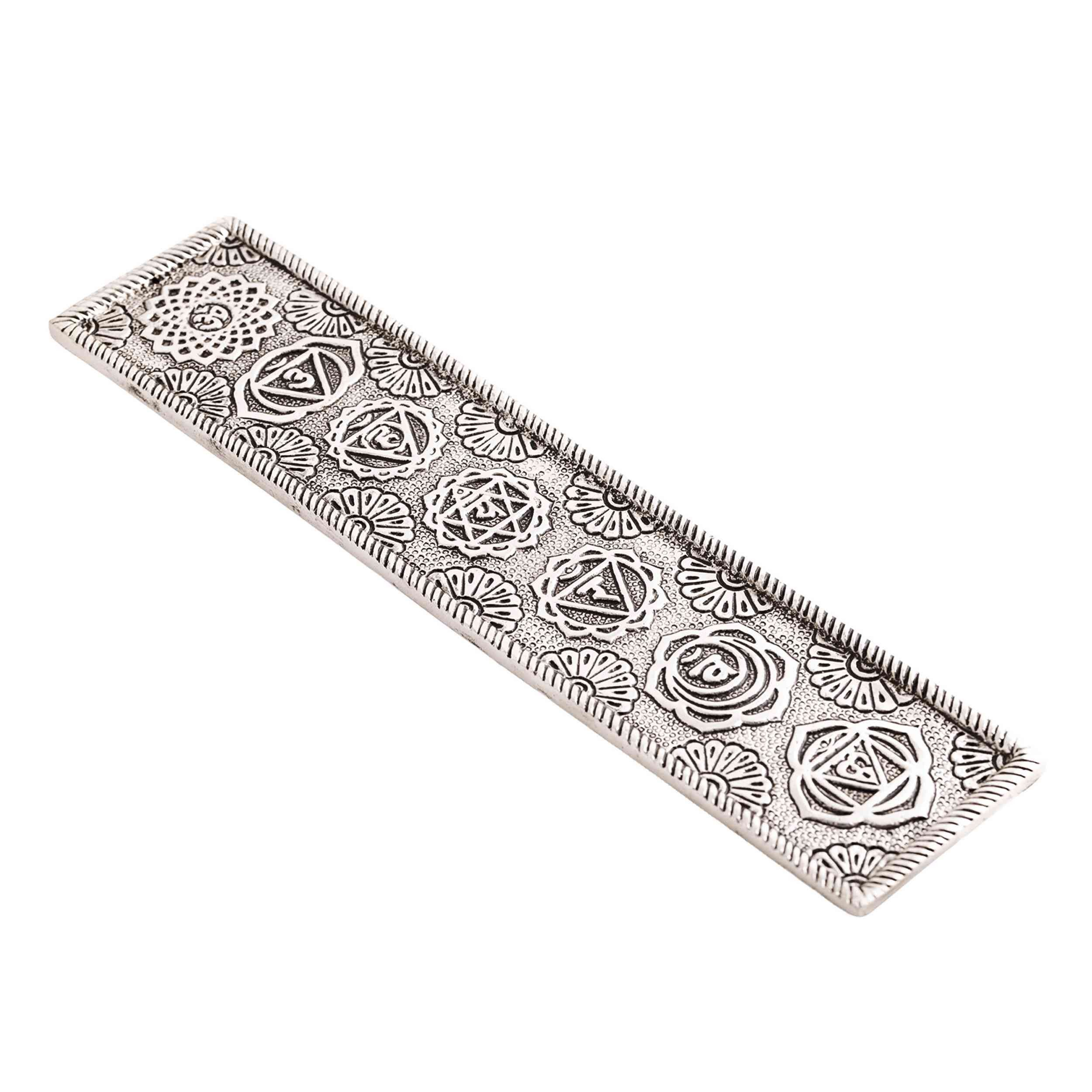 NKlaus Räucherstäbchen-Halter Chakra Räucherstäbchenhalter 20,5 cm Weißmetall Dekoteller
