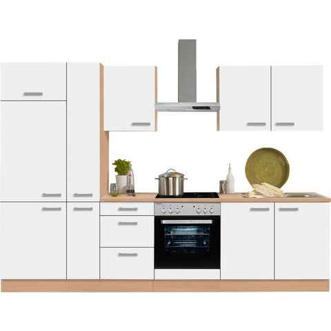 OPTIFIT Küchenzeile Odense, mit E-Geräten, Breite 300 cm, mit 28 mm starker Arbeitsplatte