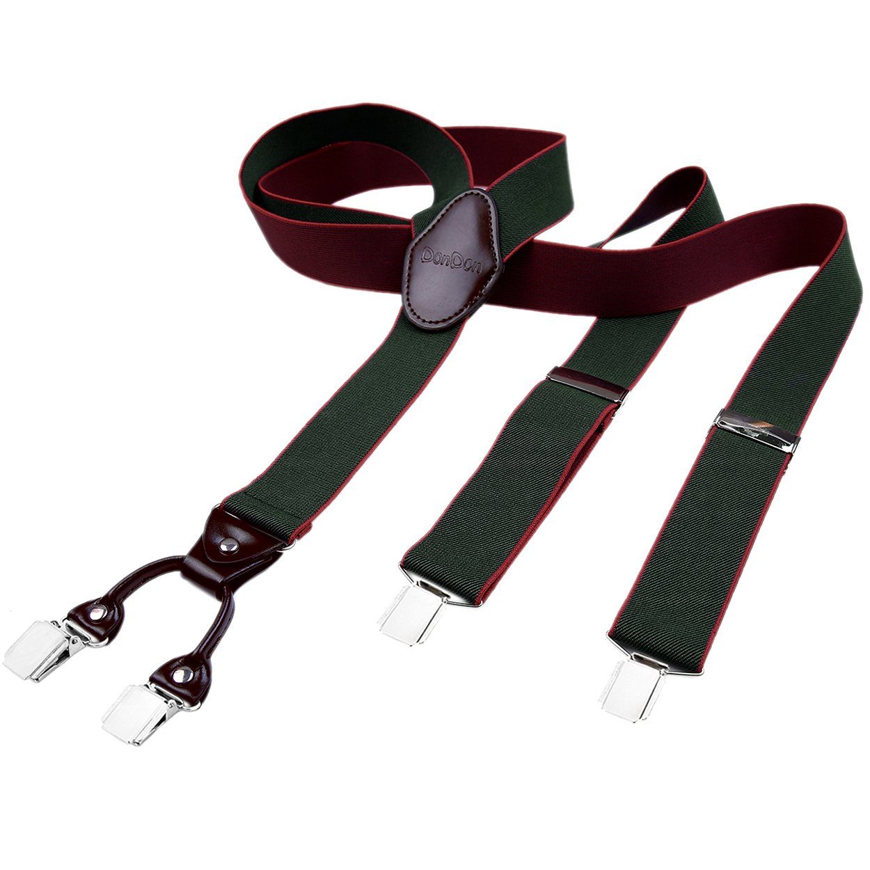 Hosenträger für Herren 3,5 cm breit 4 Clips mit braunem Leder längenverstellbar