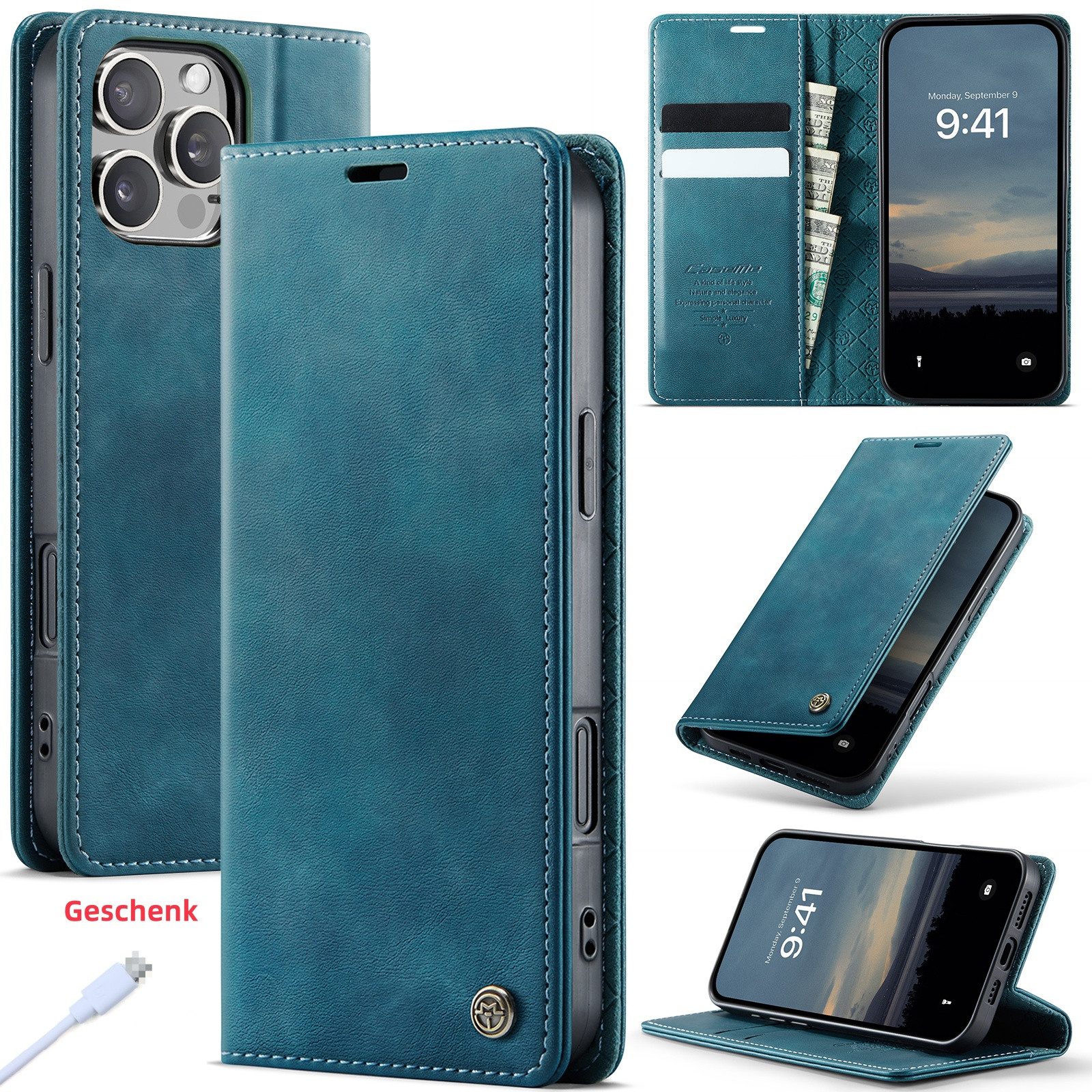Innocase Handyhülle Leder Magnet Hülle Tasche Klapp Case Book Cover Schutz für iPhone