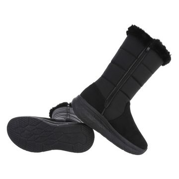 Ital-Design Damen Snowboots Freizeit Stiefel Keilabsatz/Wedge Keilstiefel in Schwarz