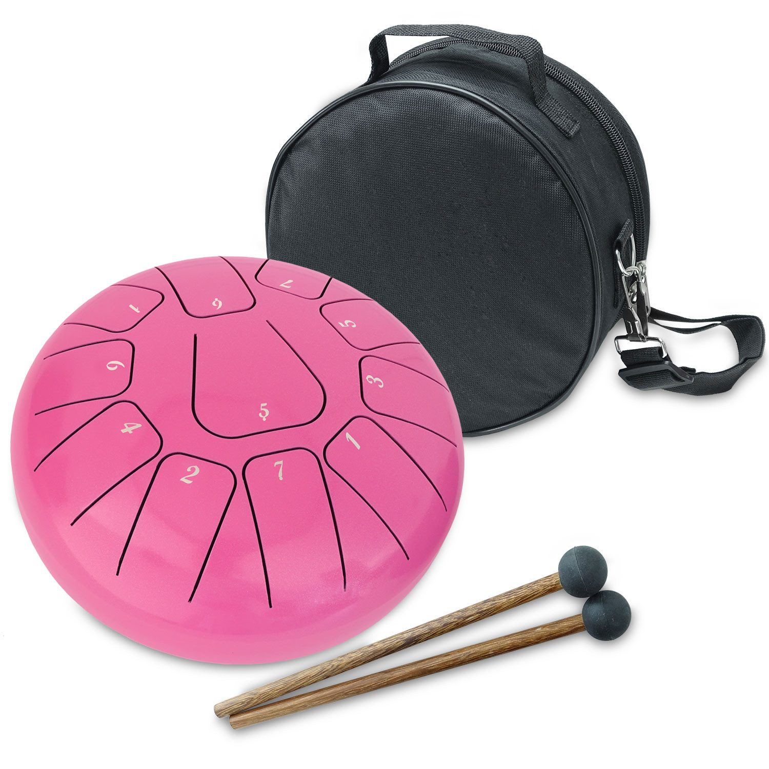 keepdrum Trommel keepdrum Zungentrommel TD8PK-F Tongue Drum 11 Töne Pink F-Dur,Set, Tongue Drum, 2 Schlägel, Tasche