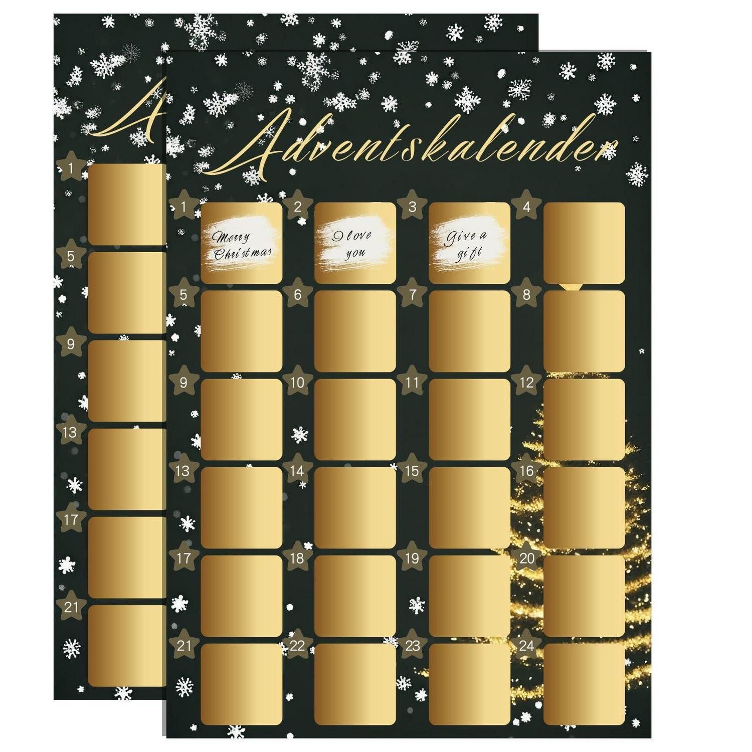 LuxusKollektion DIY-Adventskalender Adventskalender Rubbelkarte DIY 2Stk A3 Paar