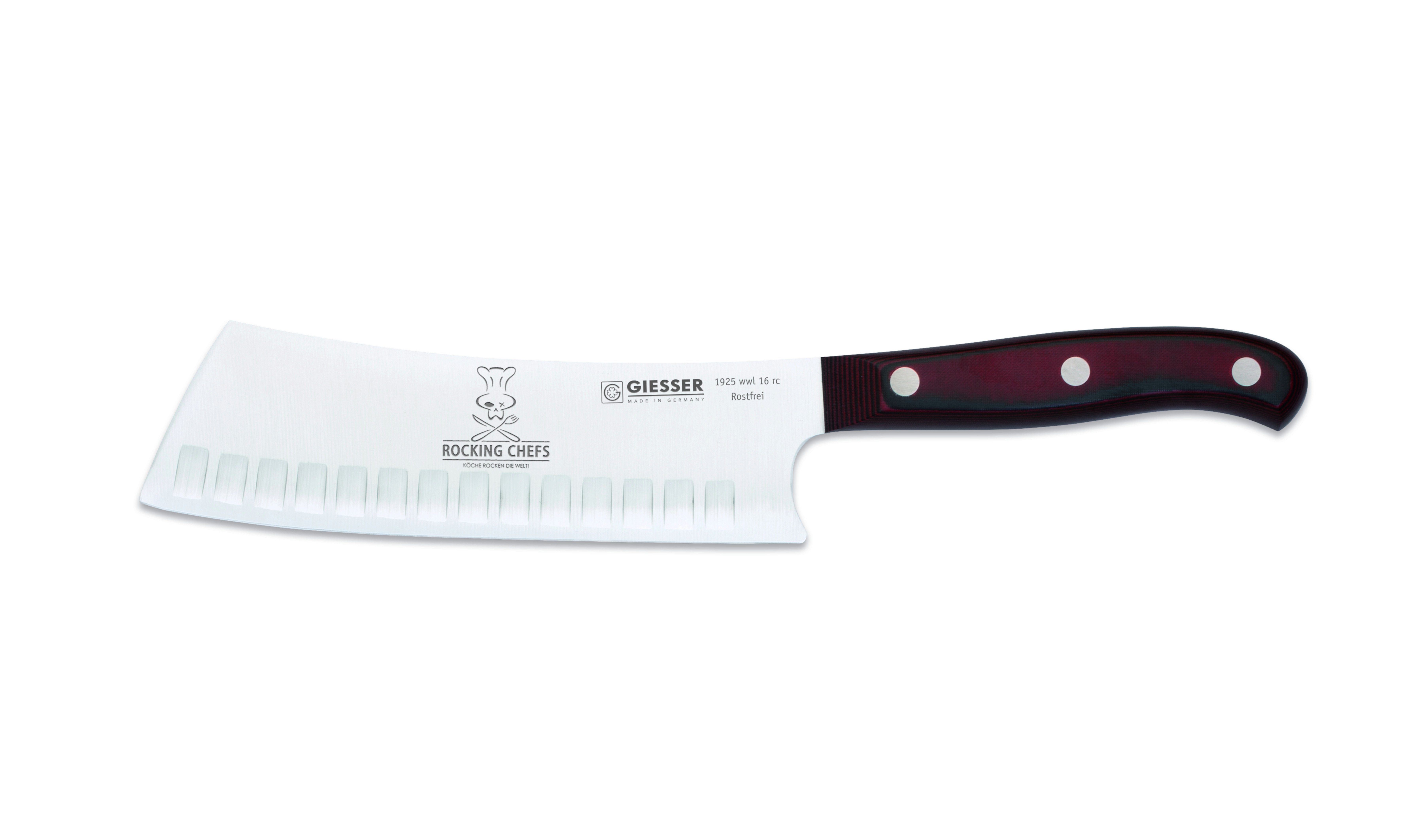 GIESSER Santokumesser Küchenmesser 1925 wwr 16, extreme Schärfe, Kullenschliff, Faszination Schärfe