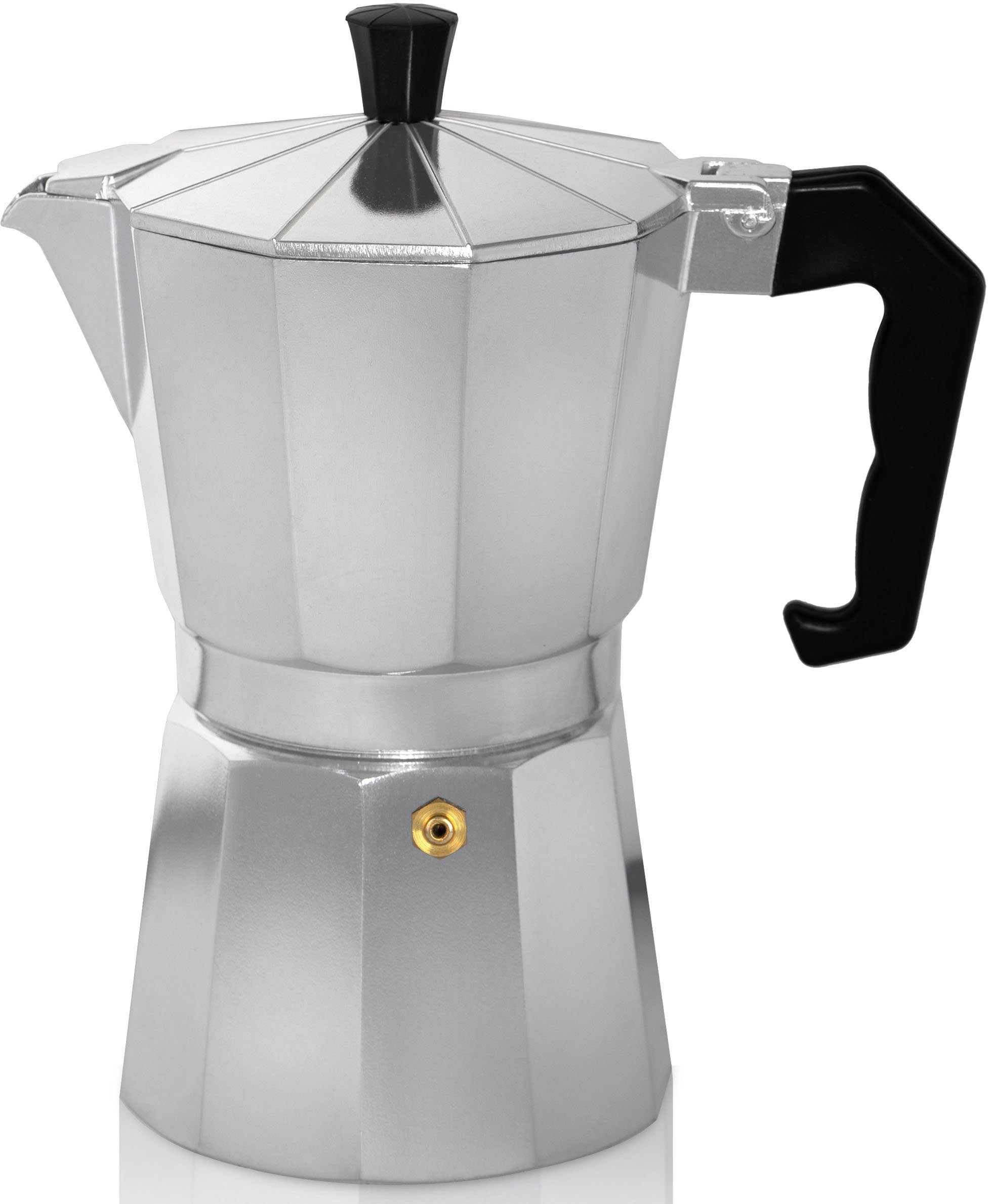 Krüger Espressokocher, 0,35l Kaffeekanne, traditionell italienisch, aus Aluminium, mit Silikon-Dichtungsring
