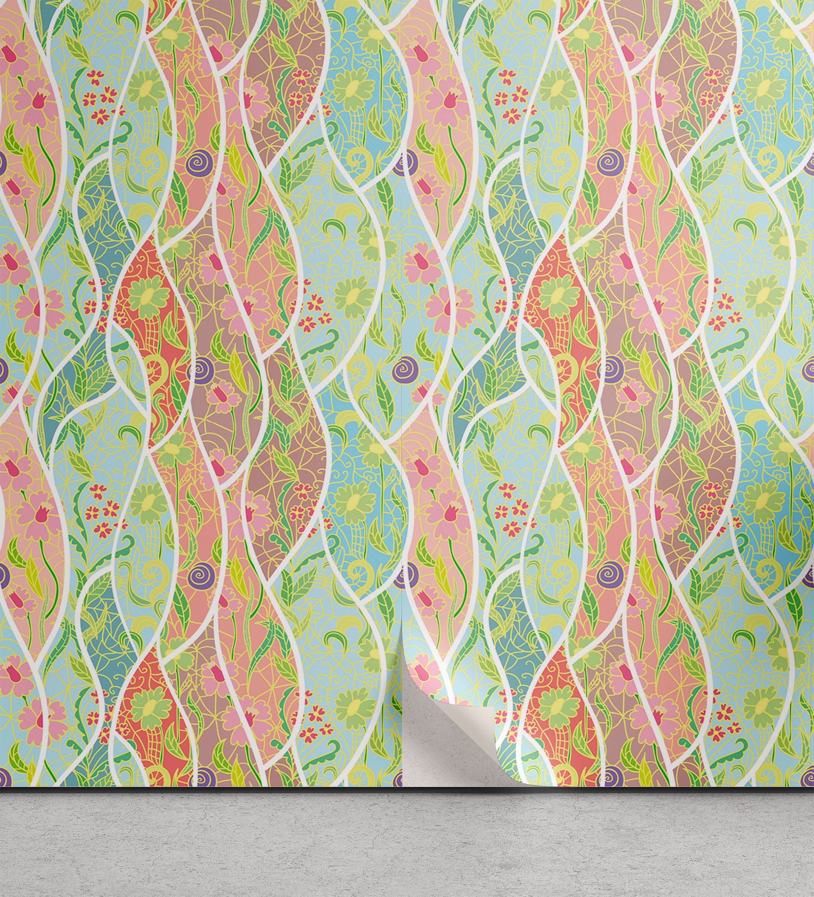 Abakuhaus Vinyltapete selbstklebendes Wohnzimmer Küchenakzent, Bunt Blumenzusammensetzung