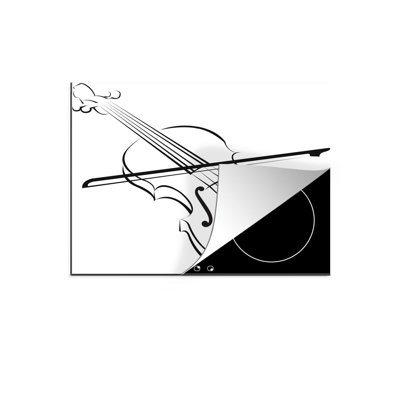 MuchoWow Herdblende-/Abdeckplatte Eine einfache Illustration einer Geige, Vinyl, (1 tlg), 60x52 cm, Mobile Arbeitsfläche nutzbar, Ceranfeldabdeckung
