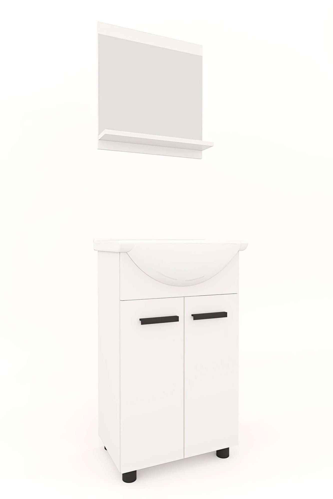 Badmöbel-Set Badmöbel-Set Paulo, Waschbeckenunterschrank mit Waschbecken, Spiegel