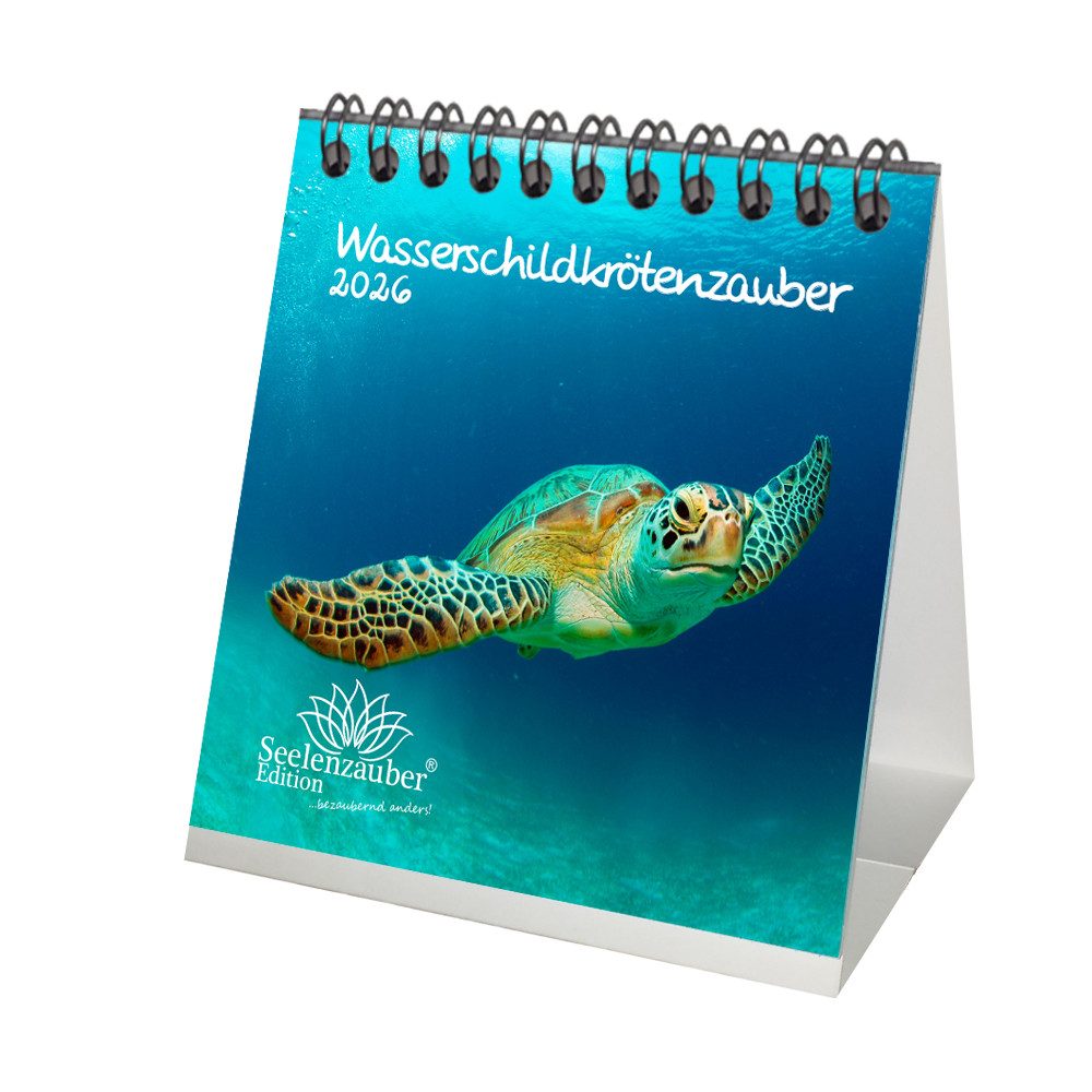 Seelenzauber Tischkalender Wasserschildkrötenzauber Tischkalender 10 x 10cm für 2026 Schildkröten