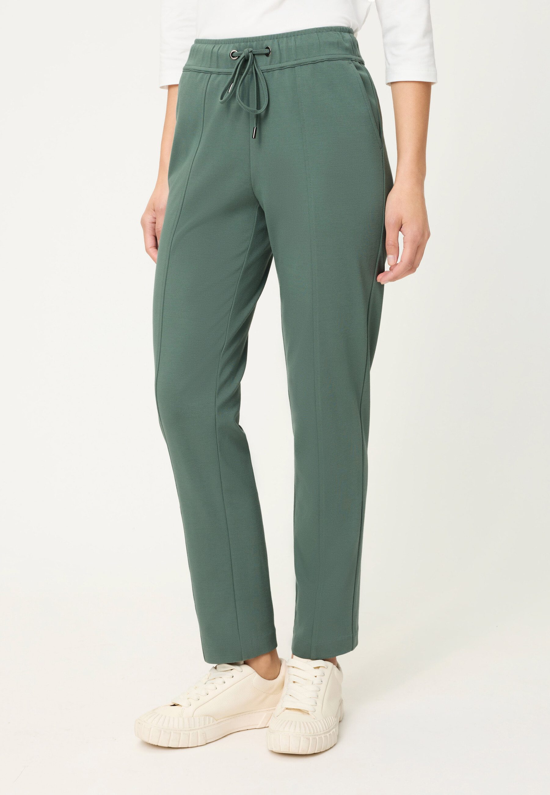 Olsen Stoffhose Hose im Cropped-Style mit Tunnelzug und Bindeband