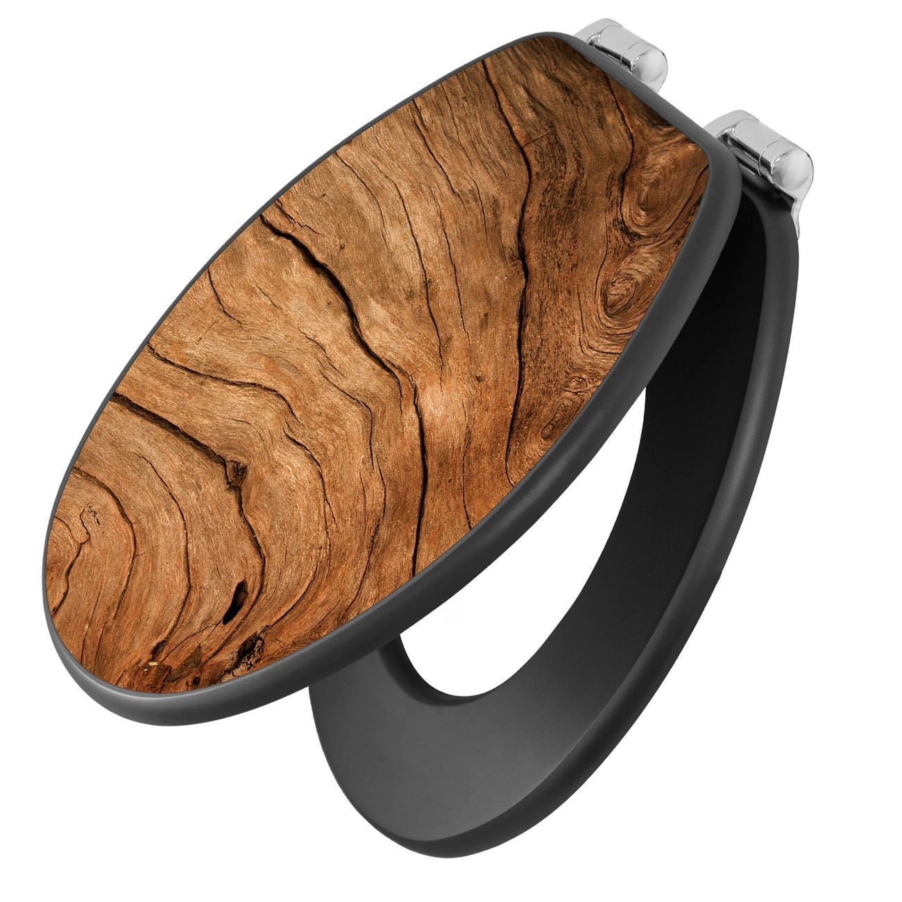 banjado WC-Sitz Anthrazit Motiv Trockenes Holz (umweltfreundliches Material günstig online kaufen