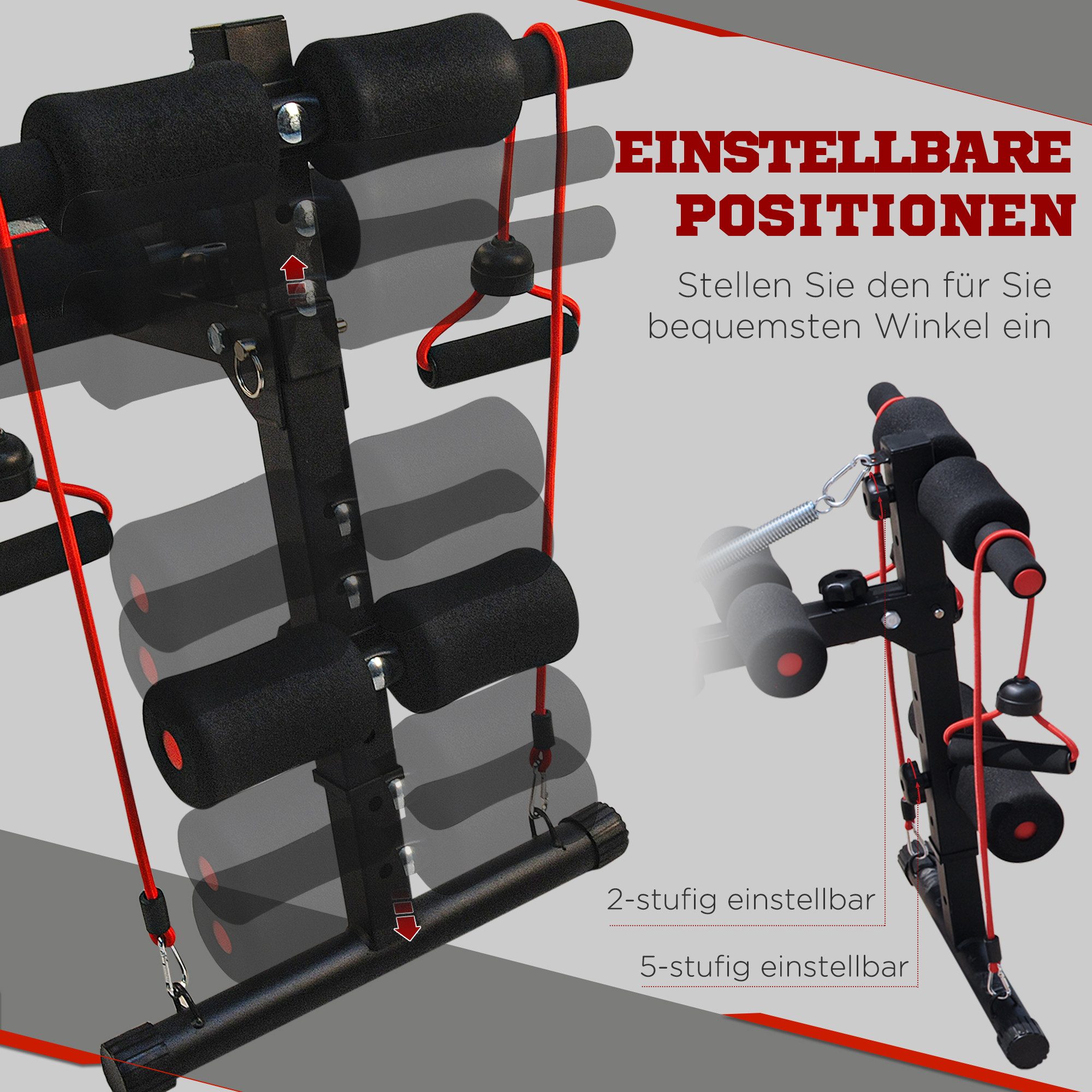 FELIXLEO Sit-Up Bank Bauchtrainer Sit Up Bank verstellbar mit Bändern 120kg, (1-tlg)