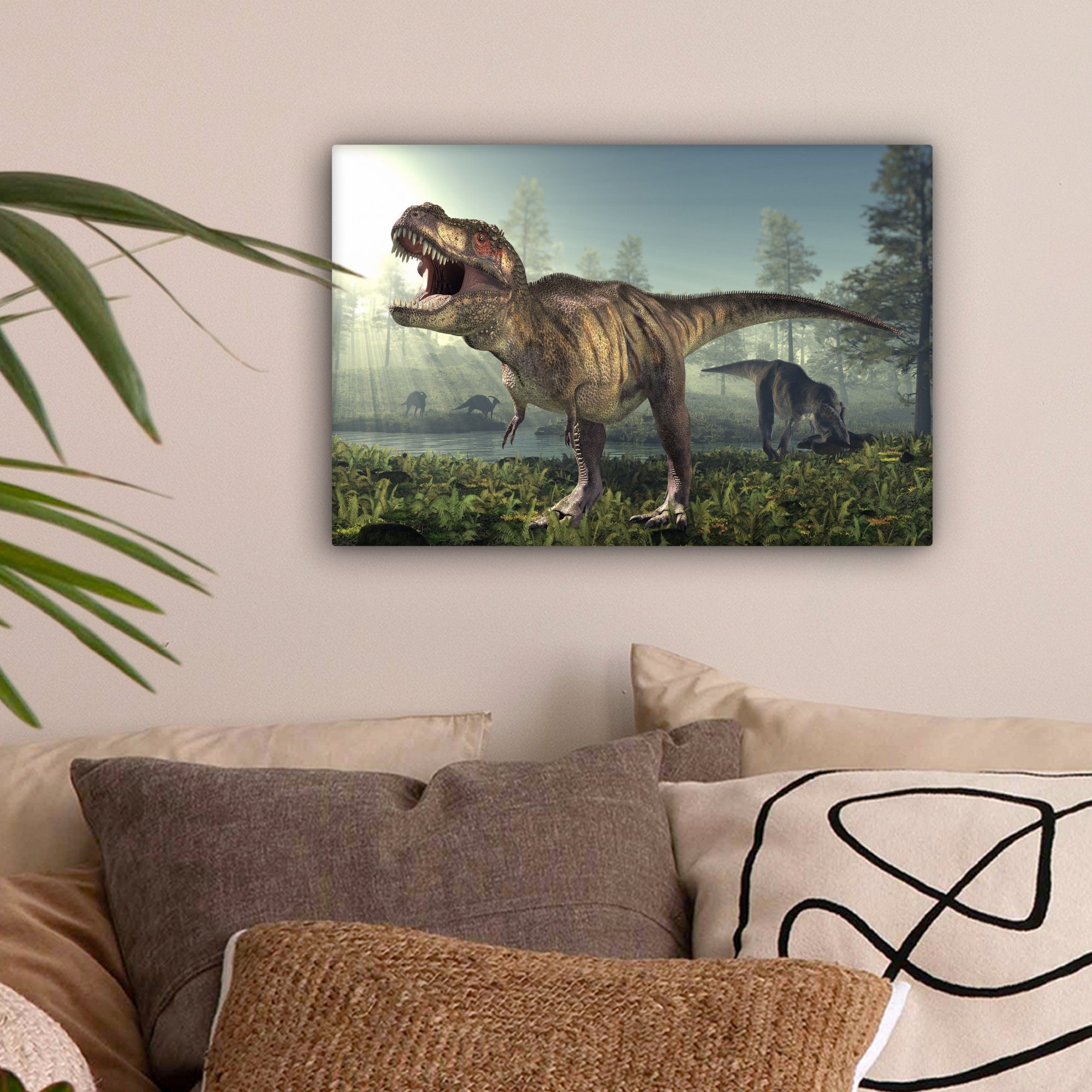 OneMillionCanvasses® Leinwandbild Dino - Gras - günstig online kaufen