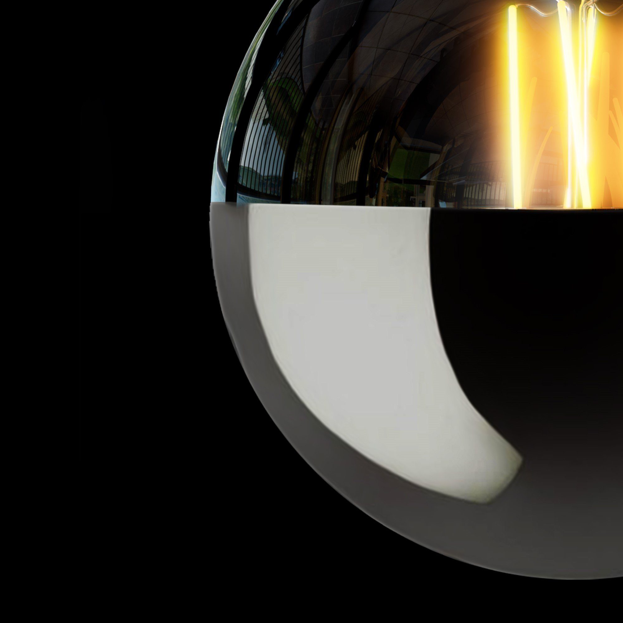 SSC-LUXon XL, Globe E27 Aufbauleuchte Kopfspiegel schwarz Deckenlampe NAMBI Warmweiß Birne LED mit