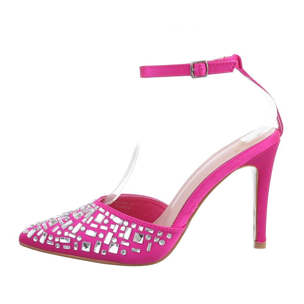 Schnürpumps Pfennig-/Stilettoabsatz Heel & High Clubwear Damen Party Ital-Design Abendschuhe in Pink Pumps
