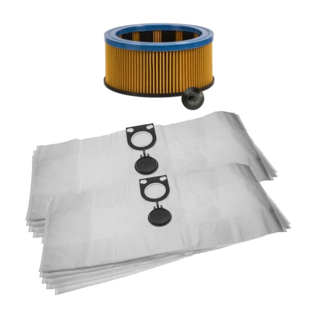 Trade-Shop Staubsaugerbeutel (10 Stück) inkl. Rundfilter passend für Metabo ASA 1200, 1202, 32 L, 11 St., Material: Vliesstoff / Maße: ca. 75 x 30cm / waschbarer Filter