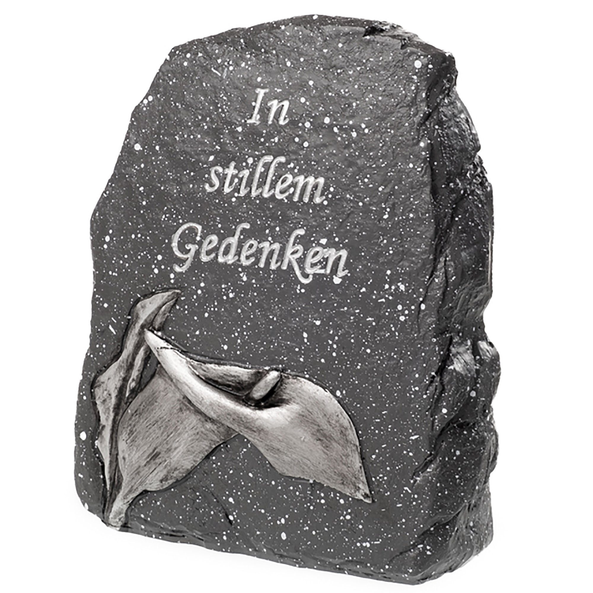 Annastore Gartenfigur Besinnliche Grabdeko zur Erinnerung - Grabschmuck, (Grabfigur, Friedhof Deko), frostfest und witterungsbeständig Grabstein mit Calla (12 x 15 cm)