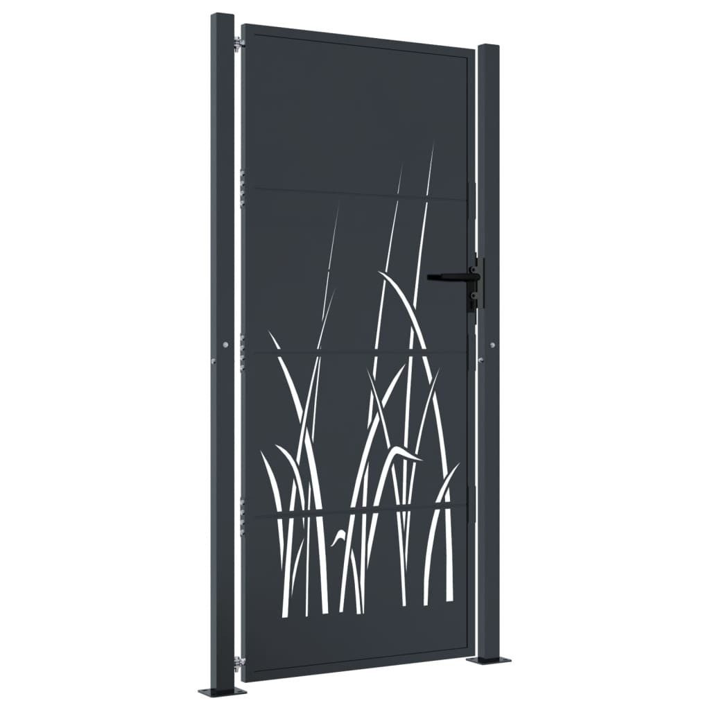 vidaXL Gartentor 100 x 200 cm Gartentor Anthrazit 105x205 cm Stahl Gras-Design Abschlie
