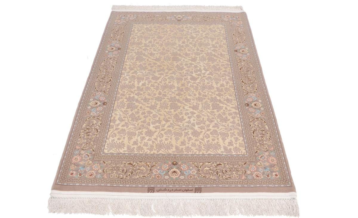 109x161 Nain Handgeknüpfter Orientteppich Isfahan rechteckig, mm Orientteppich, Seidenkette Trading, 8 Höhe: