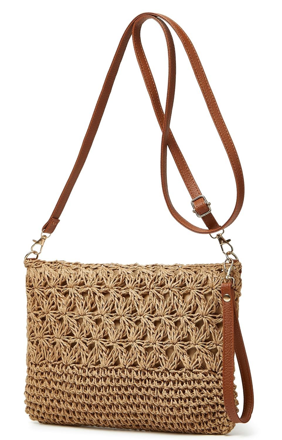 Zaewry Strandtasche Damen Strohtasche, Rattan-Geldbörse, Umhängetasche Tasche, Handtasche, Schultertasche