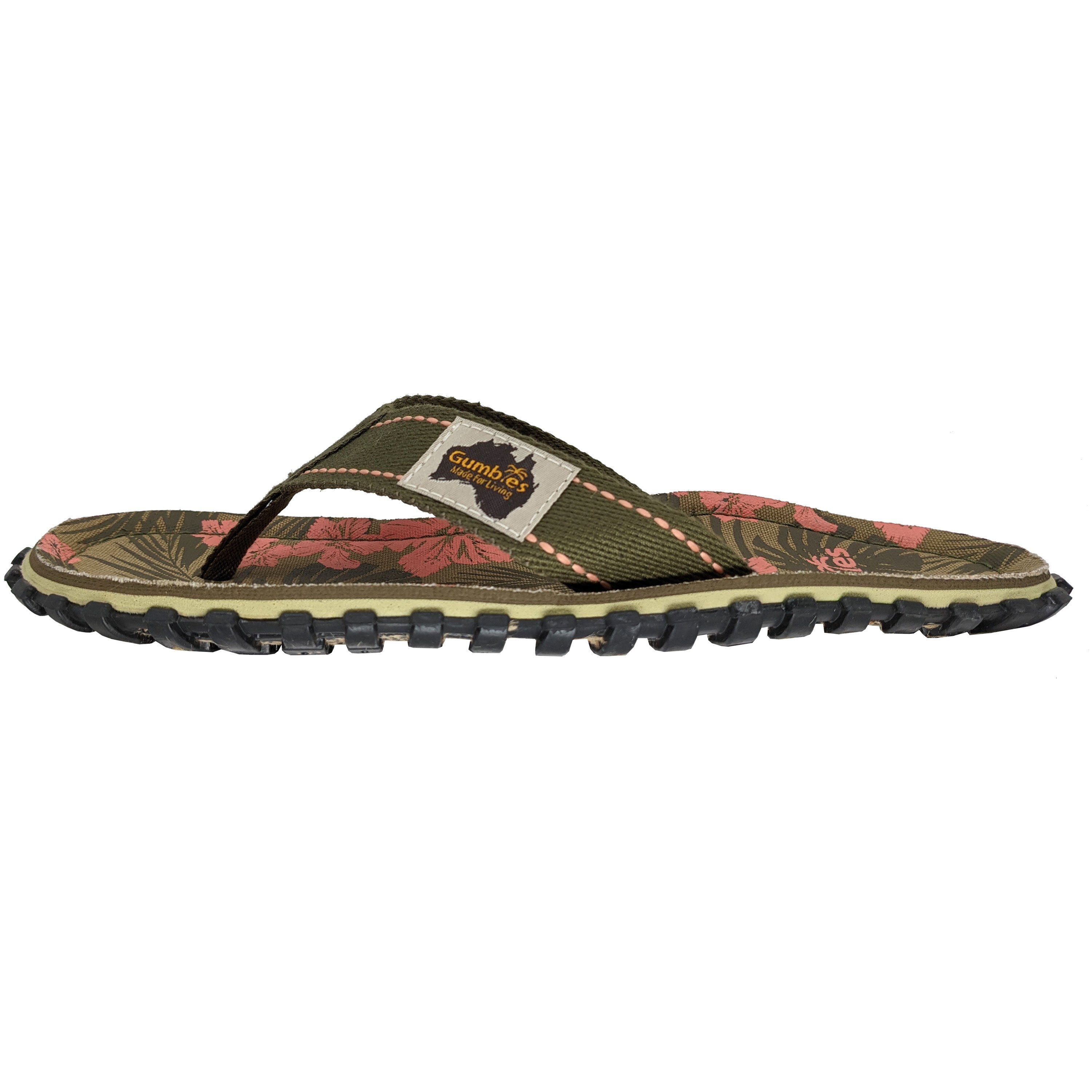 Gumbies Original Kids in Jungle T-Strap-Zehentrenner aus recycelten Materialien hergestellt, stabile Gummisole