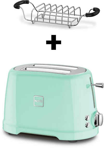 NOVIS Toaster T2, 2 kurze Schlitze, 900 W, Set mit Brötchenwärmer, neomint
