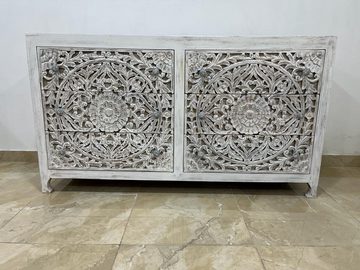 Oriental Galerie Unterschrank Indien Sideboard Samir Weiß 170 cm