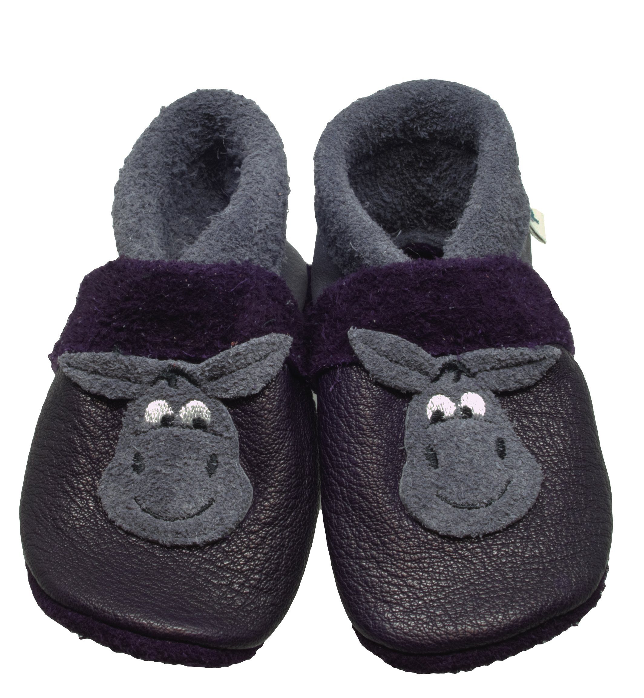 Pantolinos Пинетки  Pantolinos Esel Hausschuhe Ökoleder Grün Krabbelschuh