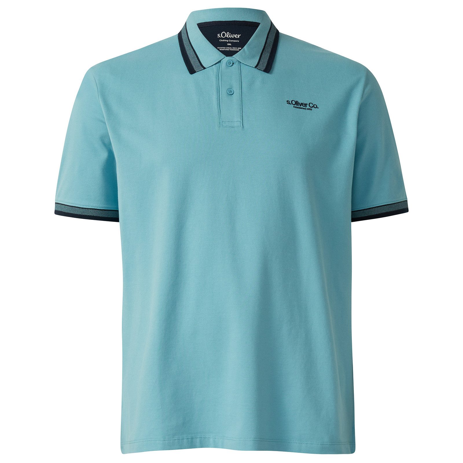 s.Oliver Poloshirt s.Oliver Übergrößen Stretch-Poloshirt hellblau