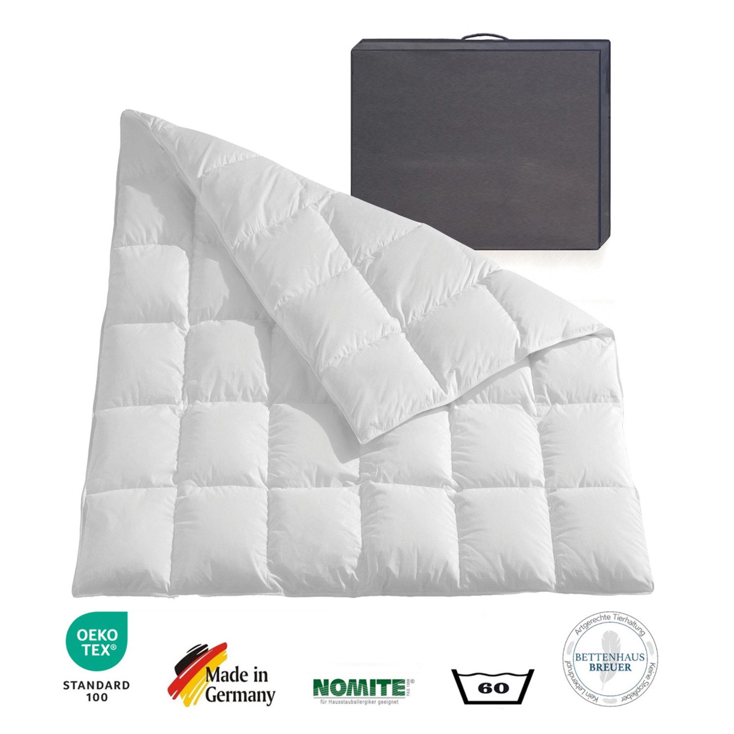 Bettenhaus Breuer Daunenbettdecke Daunendecke 1020g canadische Daunen Bettdecke 200x200 100% natur, Füllung: 90% canadische Daunen, 10% canadische Federn, Bezug: 100% Baumwolle, Ausgewogenes Schlafklima, ideal für jede Jahreszeit