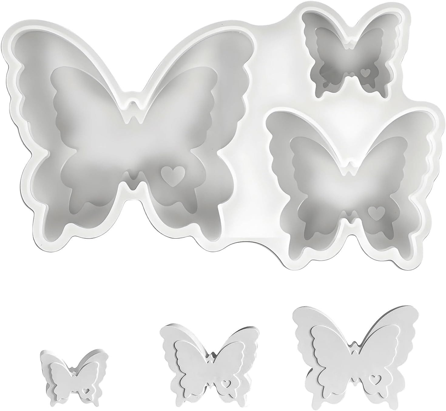 Coonoor Modellierwerkzeug Silikonform für Schmetterlingsfiguren groß, mittel, klein
