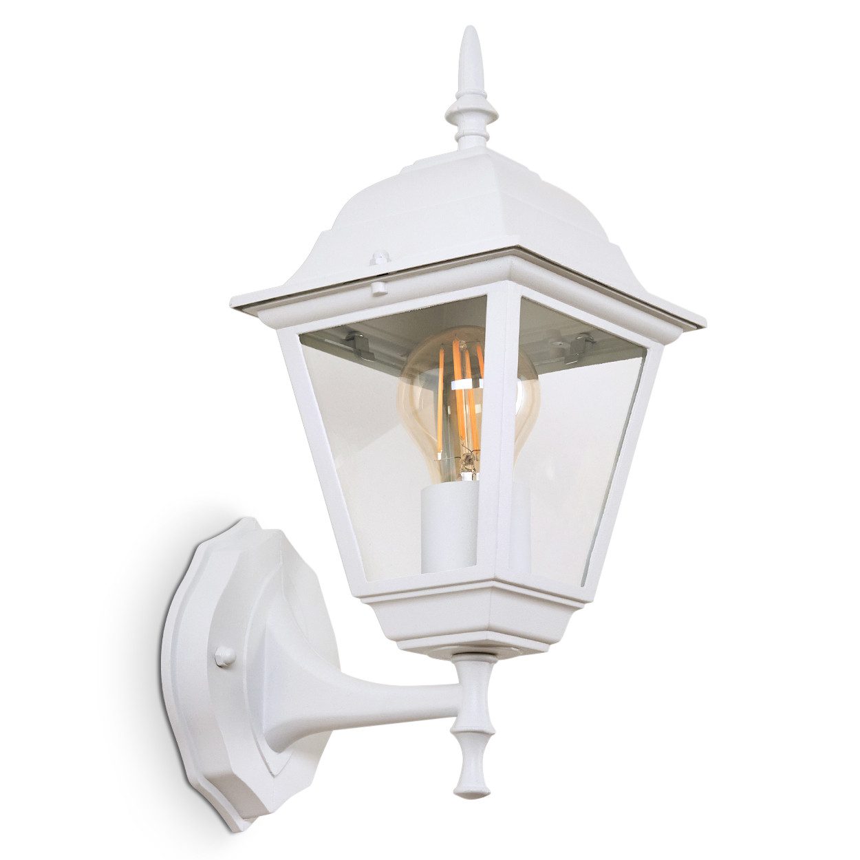 hofstein Außen-Wandleuchte »Quartucciu« klassische Wandlampe aus Metall/Glas in Weiß, ohne Leuchtmittel, Außenleuchte mit Echtglasscheiben, E27, IP44