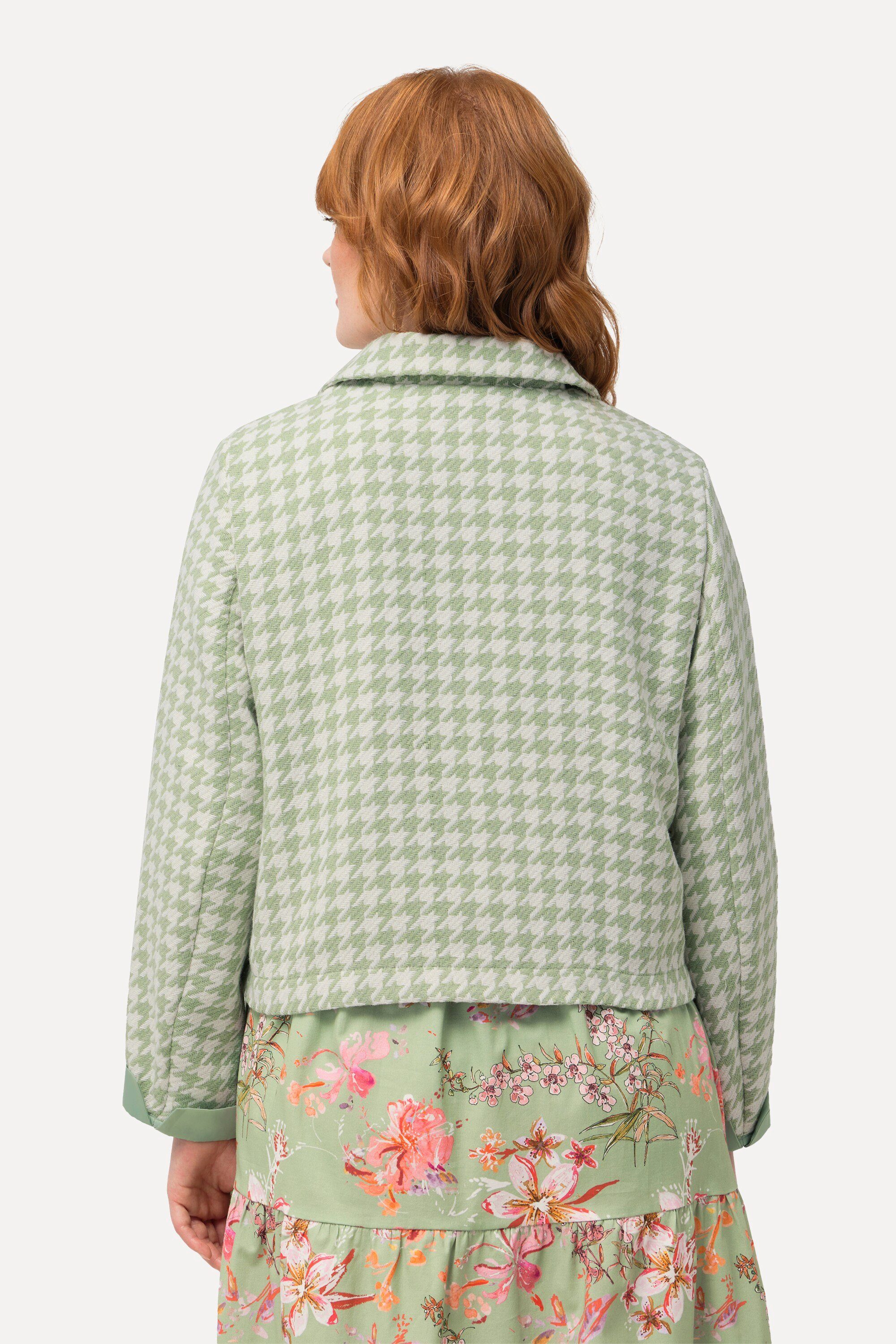 Ulla Popken Sommerjacke JackeHahnentrittmuster Hemdkragen Ärmelfutter