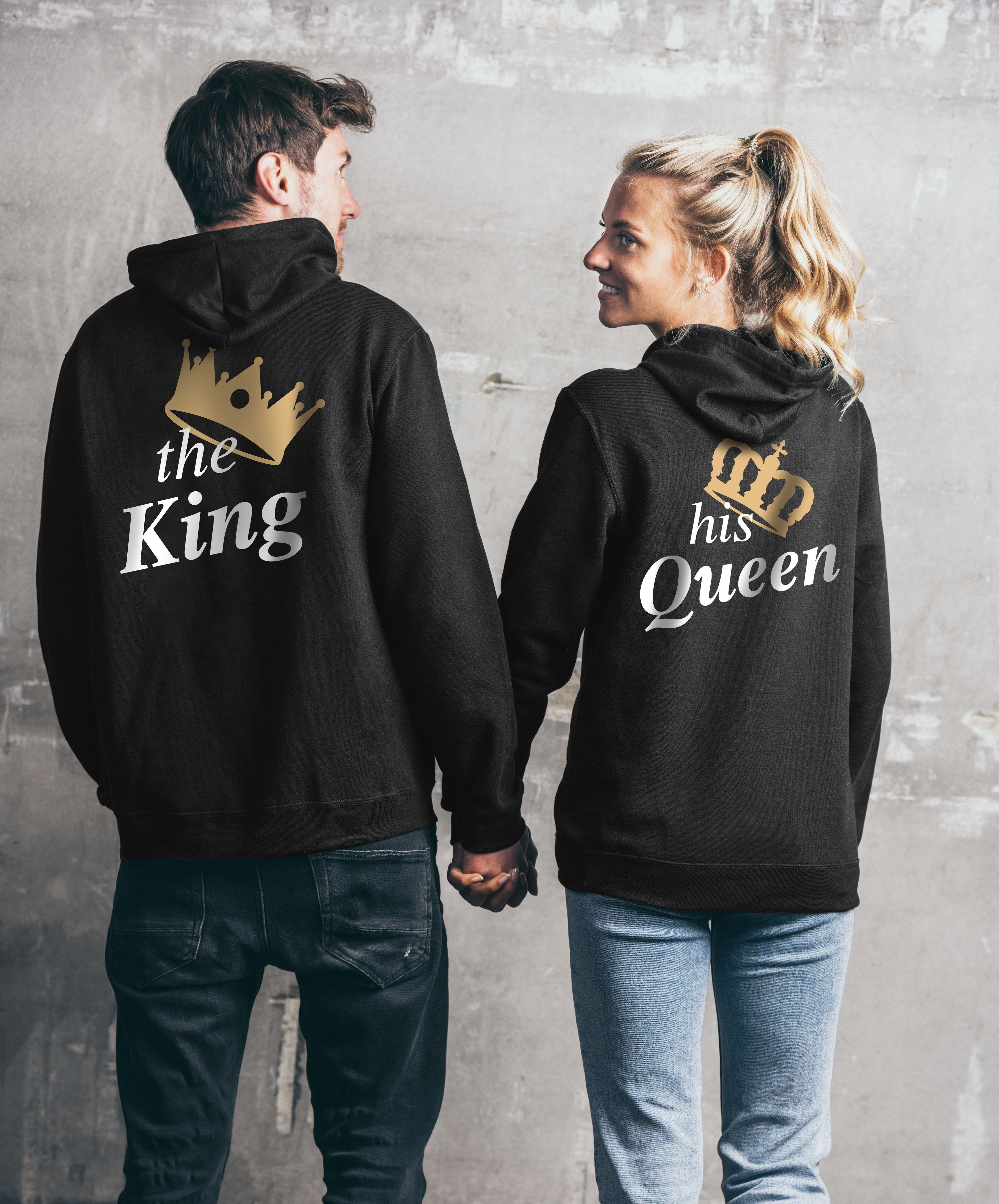 Couples Shop Kapuzenpullover The King & His Queen Hoodie Pullover für Paare mit modischem Print