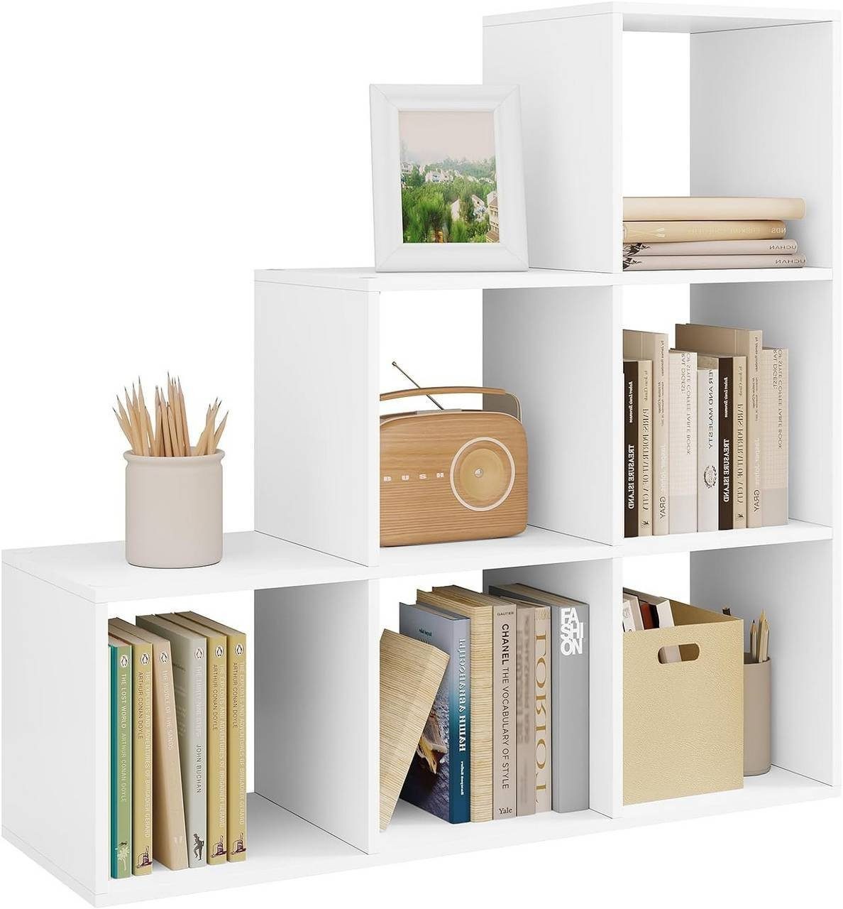 Woltu Bücherregal, 1-tlg., weißes Regal mit 6 Fächern, Würfelregal 90x29x90 günstig online kaufen