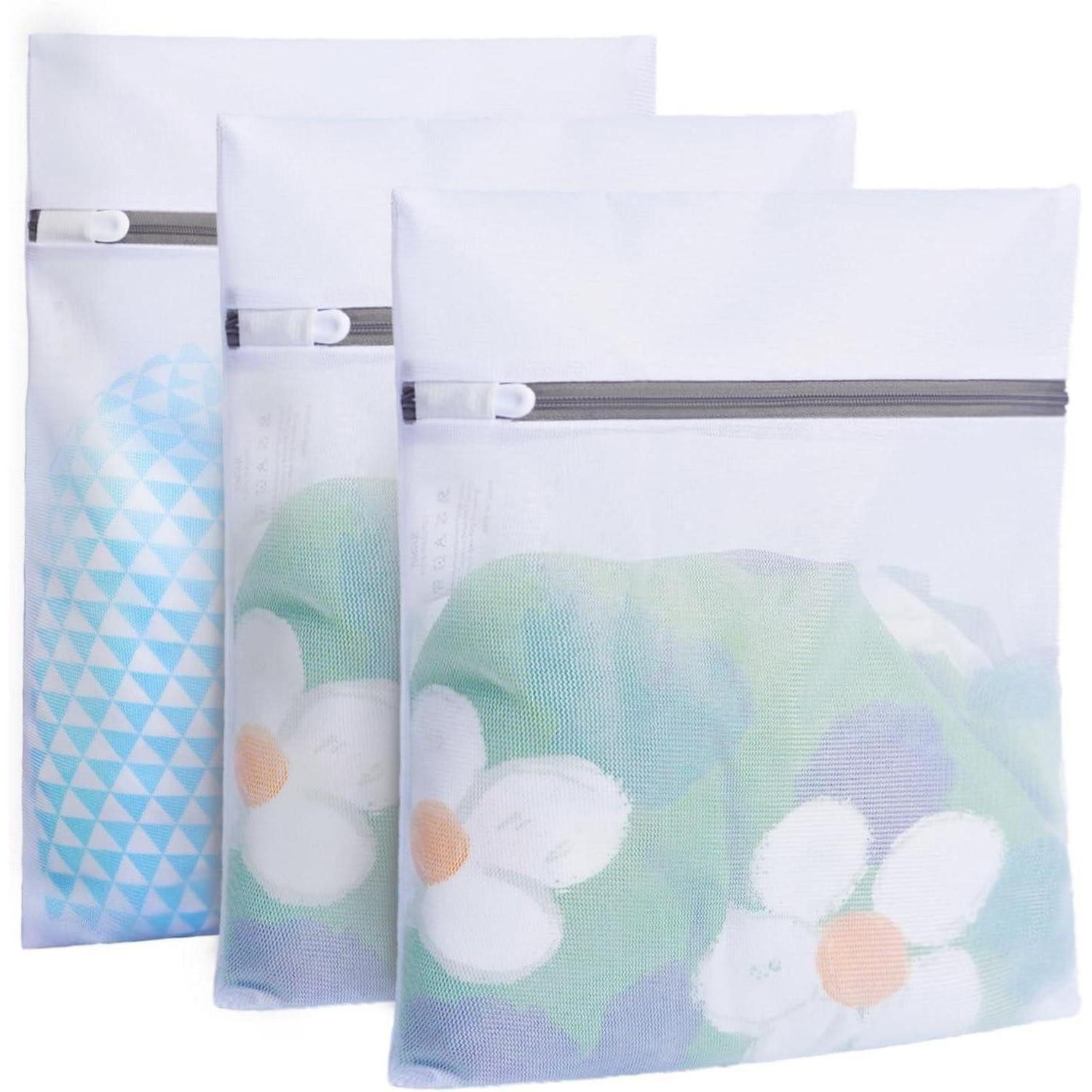 LuxusKollektion Galoschen Wäschesäcke Mesh Waschmaschine BH Unterwäsche 3 Set 3L Weißes Netz