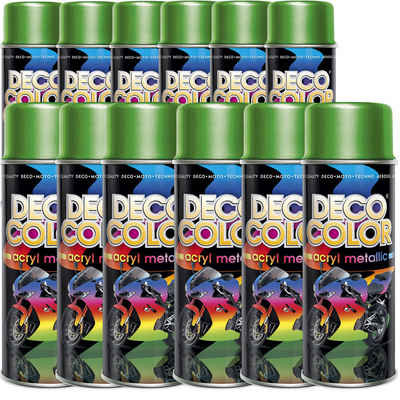 DECO COLOR Sprühlack 12er Sparpack Metallic Lackspray 400ml Farbe frei wählbar