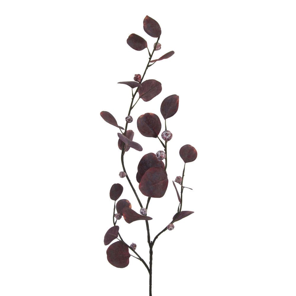 Kunstzweig Kunstpflanze EUKALYPTUSZWEIG 108cm. Eucalyptus. AUBERGINE, Gasper, Höhe 108.00 cm
