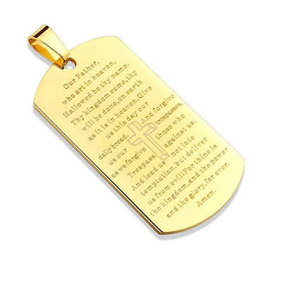 BUNGSA Anhänger Set Anhänger DogTag mit Vaterunser Gold aus Edelstahl Unisex (1-tlg), Pendant Halsketten