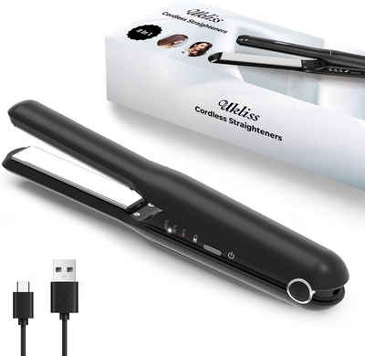 UKLISS Glätteisen mit USB-Aufladung für Kurze Lange Haare Keramic, 2-in-1, 160℃-200℃ mit anpassbaren Temperaturen und Sicherheitsschloss