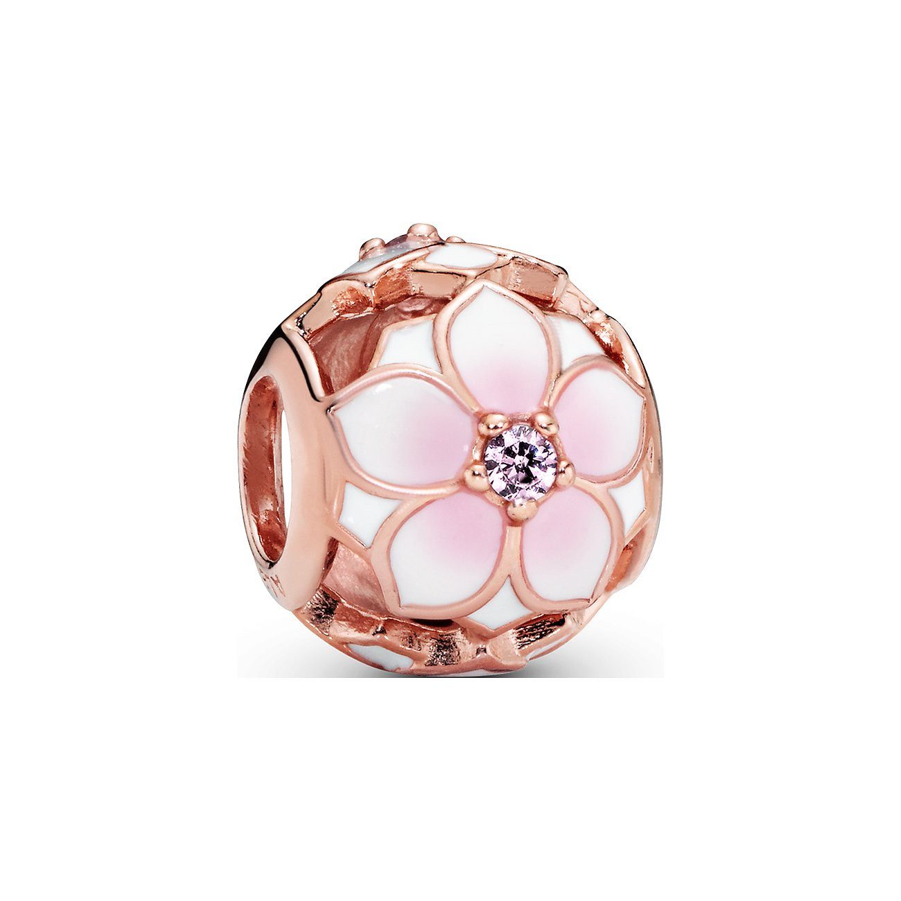 Pandora Bead Moments Offen gearbeitete rosafarbene Magnolienblüte