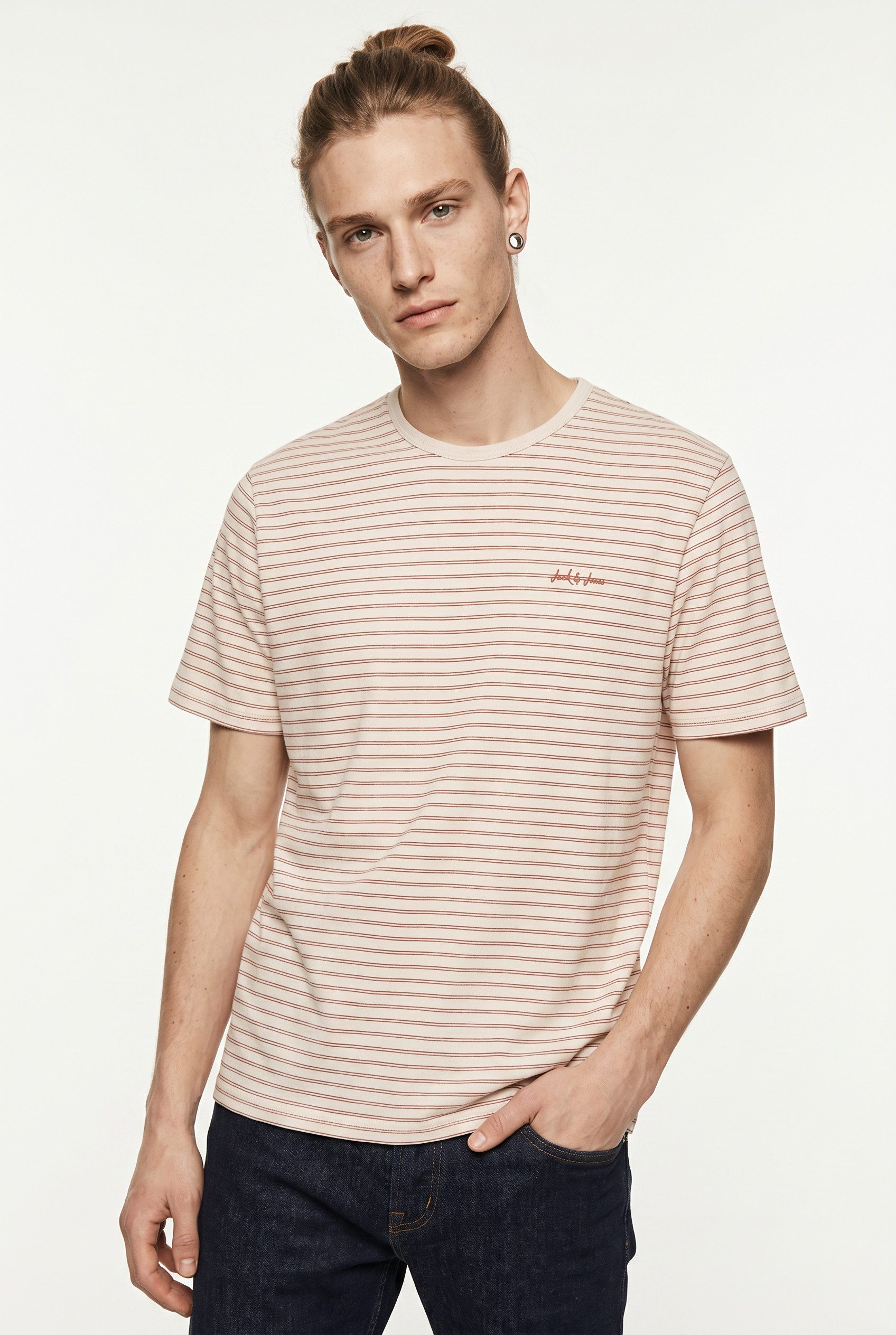 Jack & Jones Rundhalsshirt JJDEVIN DAYTONA STRIPED TEE SS CREW NECK Baumwollmischung, relaxed fit