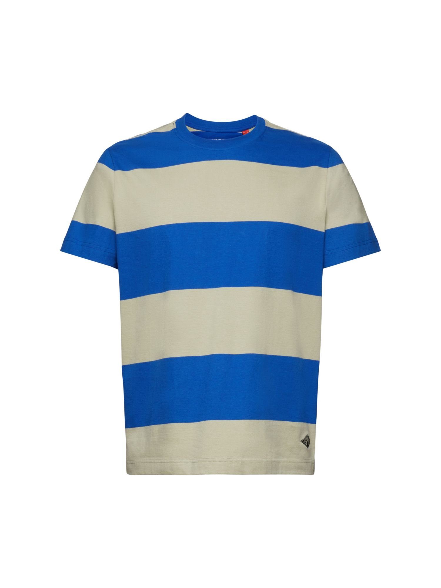 T-Shirt Esprit Gestreiftes (1-tlg) BRIGHT BLUE Logo-T-Shirt