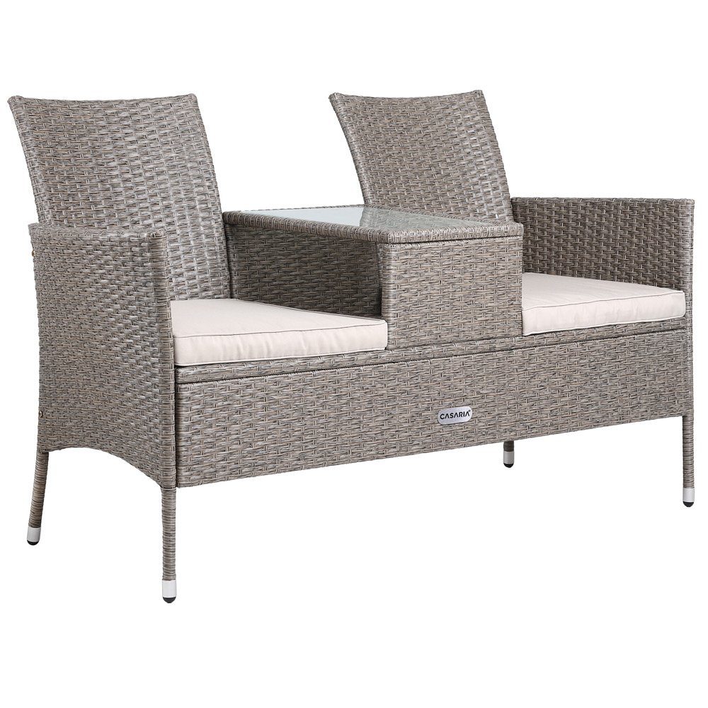 Casaria Gartenbank, Polyrattan Wetterfest inkl. Tisch günstig online kaufen
